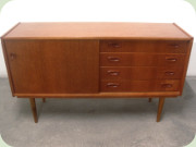 Danish 60's teak
sliding door sideboard by Dammand og
Rasmussen Aarhus