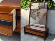 60's rosewood large
                          mirror and low bench with drawers