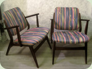 60's mahogany low
                          armchairs