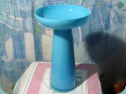 Large vase or
                          candlestick in turquoise opaline glass
