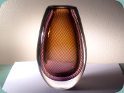 Kosta Vicke Lindstrand
                          amber and violet web patterned vase