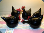 Five ceramic hens