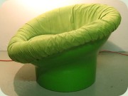 60's Krokus plastic
                          fiberglass lounge chair by Lennart Bender,
                          Ulferts Tibro, upoholstered in green fabric