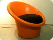 70's orange plastic
                          lounge chair IKEA Skopa Olle Gjerlöv-Knudsen
                          & Torben Lind 70-tal