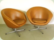 Swedish 60's vinyl
                          lounge chairs on swivel base