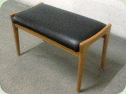 Swedish 60's oak and
                          black vinyl stool by Bröderna Andersson
                          Ekenässjön