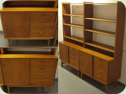 50's teak book shelf
                          with sliding doors and drawers, 4 sections