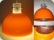 Orrefors Colora
                          Swedish 50's orange glass ceiling lamp, Sven
                          Palmqvist