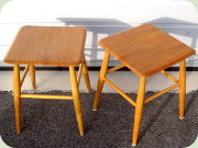 Swedish 50's teak
                          & birch stools by Edsbyverken