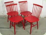 Swedish 60's red
                          stained chairs by Edsbyverken