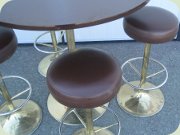 Late 60's Swedish bar
                          table and stools with brass tulip base by
                          Johansson Design