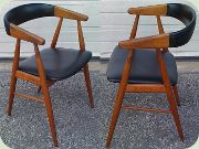 Set of 4 teak
                          armchairs with vinyl upholstery, Scandinavian
                          50's probably Danish design