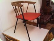 50'sSwedish side
                          chair, teak, black lacquered steel &
                          vinyl