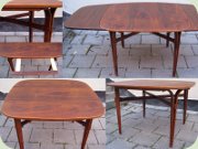 Matbord kvadratiskt
                          med rundade hörn, kluvna ben och
                          förlängningsskivor, 50-tal eller 60-tal