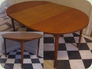 Swedish 60's round
                          teak dining table with extension leaves,
                          Troeds Malta by Nils Jonsson