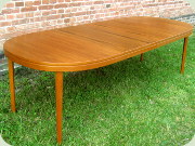 Large, oval Swedish
                          60's walnut dining table with 2 extension
                          leaves, Skaraborgs Möbelindustri Tibro