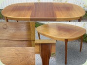 Ovalt matbord i valnöt
                          med iläggsskiva, 60-tal