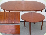 Swedish 50's or 60's teak veneered round
                          dining table with leaf