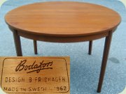 Swedish 60's round
                          teak dining table with two extension leaves,
                          Bodafors Bertil Fridhagen