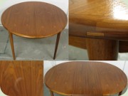 60's walnut round
                          dining table with one leaf