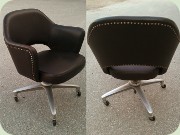 60's dark brown vinyl
                          office chair on swivel base