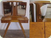 Swedish 50's teak
                          vanity table with lamp and tilting mirrors