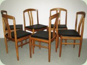 Set of 6 Swedish 60's
                          walnut & black vinyl dining chairs by
                          Carl-Ewert Ekström, Albin Johansson &
                          Söner