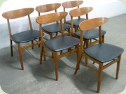 6 stolar teak och bok
                          dansk design 60-tal Farstrup modell 210