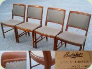Fyra stolar i teak med
                          klädd rygg, Bodafors Fridhagen 60-tal