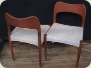 A pair of teak side
                          chairs, Danish design by Arne Hovmand-Olsen,
                          Mogens Kold.