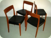 Set of 4 Swedish 60's teak & black
                          vinyl side chairs by Svegards Markaryd
