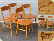 Set of four 50's teak
                          & birch Fanett chairs, Finnish design by
                          Ilmari Tapiovaara made in Sweden by
                          Edsbyverken