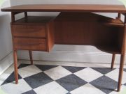 50's rare teak desk, Danish design by
                          Gunnar Tibergaard Ikast Möbelfabrik. 2 drawers
                          on the left side, shelf on the right. Shelf on
                          the back.