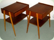 Swedish 50's or 60's
                          teak bedside tables with drawer & magazine
                          shelf by Carlström & Co
