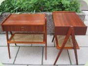 Pair of 50's bedside
                          tables with magazine shelf