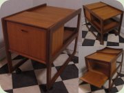 50's teak bar cart or
                          sidetable with cabinet and tray