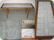 Swedish 50's tiled
                          teak coffee table signed Edmund