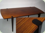 Swedish 60's mahogany
                          low coffee table on dark stained legs, NK
                          Triva NK Verkstäder Nyköping