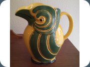 1930's jug shaped like a bird in yellow
                          & green, Gefle Porslinsfabrik, Sweden