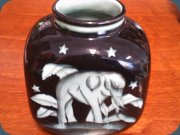 1930's Art déco vase
                          with elephant by Ilse Claeson, Rörstrand
