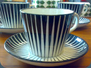 Zebra cups &
                          saucers by Eugen Trost, Gefle Upsala Ekeby