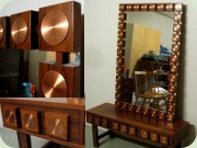 Swedish 60's rosewood
                          low bench or chest of drawers and large
                          mirror