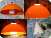 Luxus taklampa i orange och vit plast
                          akryl och trädetalj