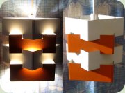IKEA Nift 60's small
                          ceiling lamp in orange & white lacquered
                          metal, made by Kronobergs Belysning