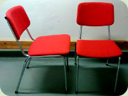 Norwegian 70's steel
                          & red fabric chairs