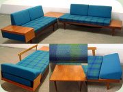 Late 60's teak sofas
                          or daybeds with corner table by Ekornes Svane
                          Norway