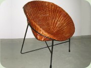 60's rattan and black
                          lacquered metal easy chair IKEA Comet