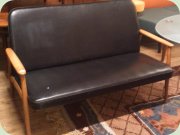 50's sofa, oak and
                          black vinyl
