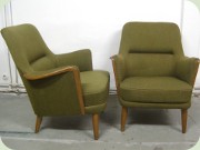 A pair of Swedish 50's
                          green easy chairs