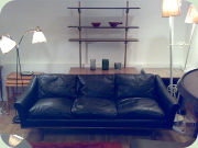 60s black sofa,
                          rosewood and leather